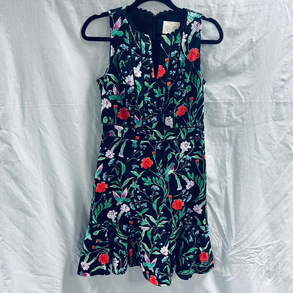 Kate Spade Jardin Tile Jacquard Dress Birds Flora Size 6